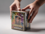 Sealed trading-card booster box with foil shrinkwrap and factory seal on a white background